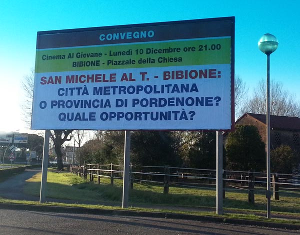 Convegno "San Michele al Tagliamento – Bibione: Città metropolitana e provincia di Pordenone? Quale opportunità?"